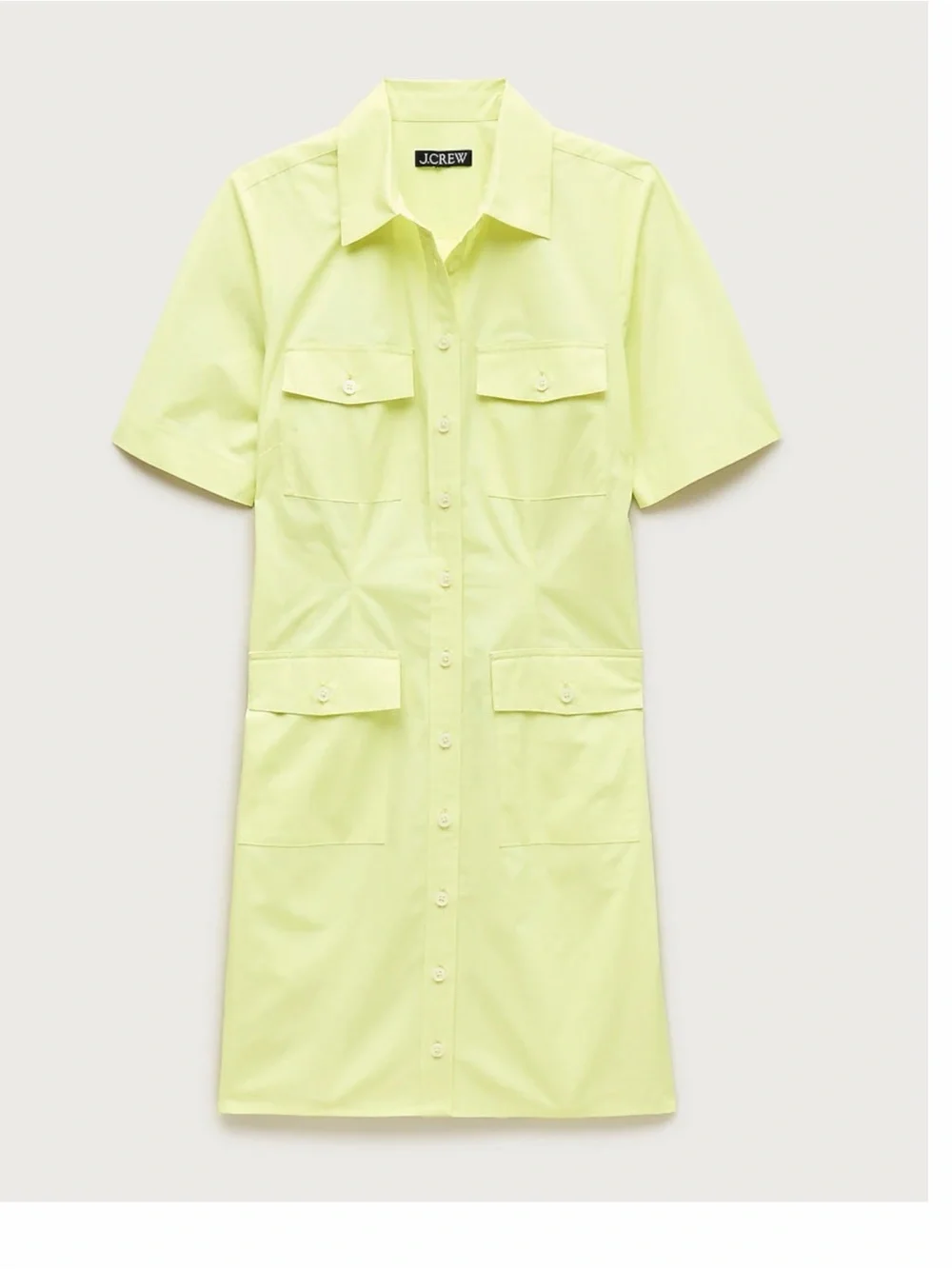 J. Crew Neon Yellow Short-Sleeve Button-Front Shirtdress